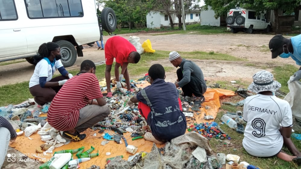 Local community members assisting in litter sorting and characterization