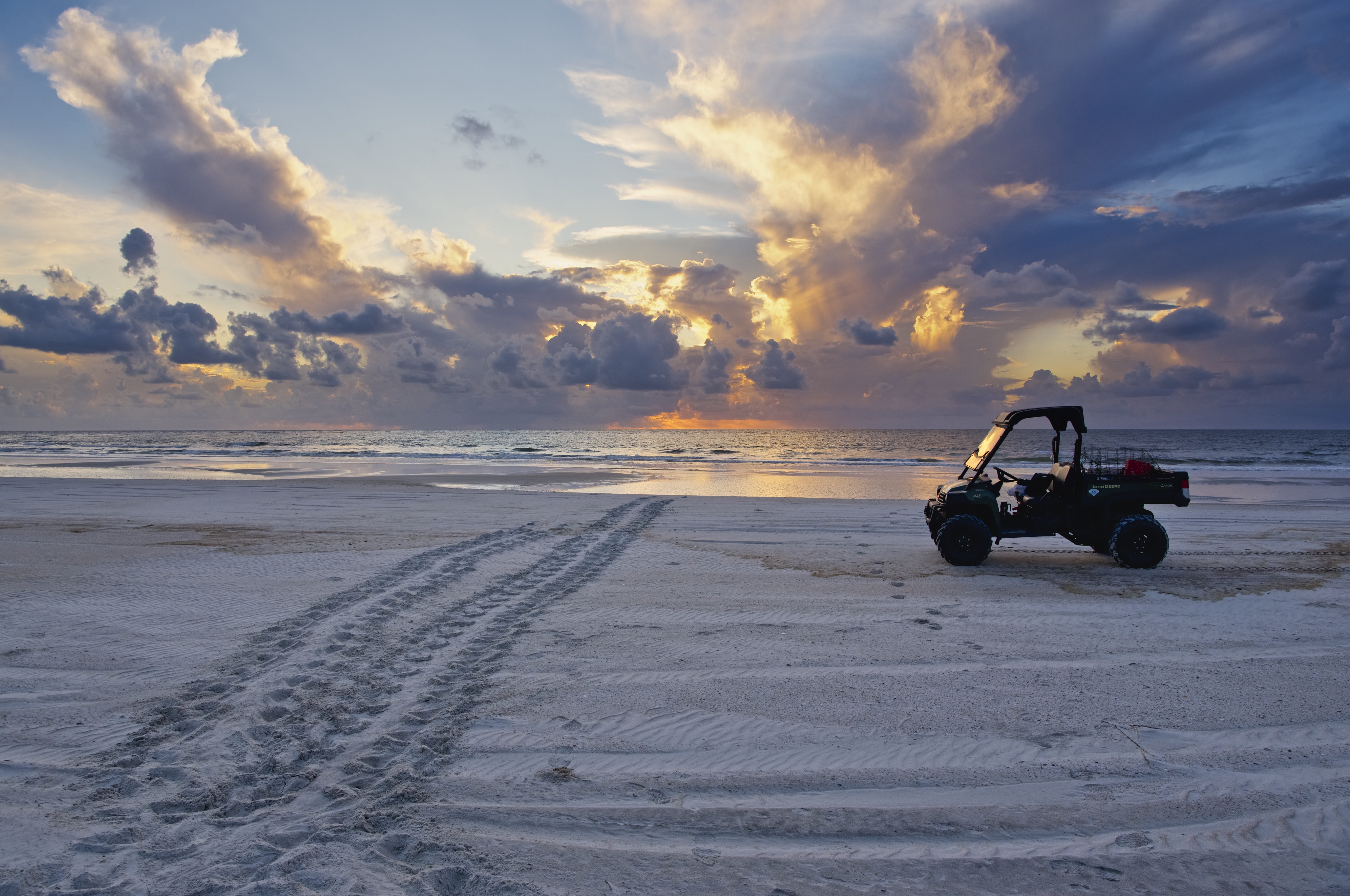 Turtle Tracks and ATV in Sunrise at Little Talbot State Park
